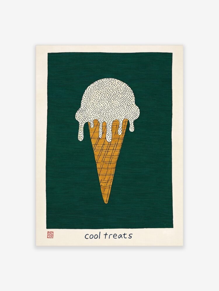 Cool Treats Poster | Vintage-Style Ice Cream Wall Art | Retro Food Print