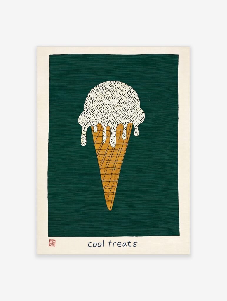 Cool Treats Poster | Vintage-Style Ice Cream Wall Art | Retro Food Print travel poster