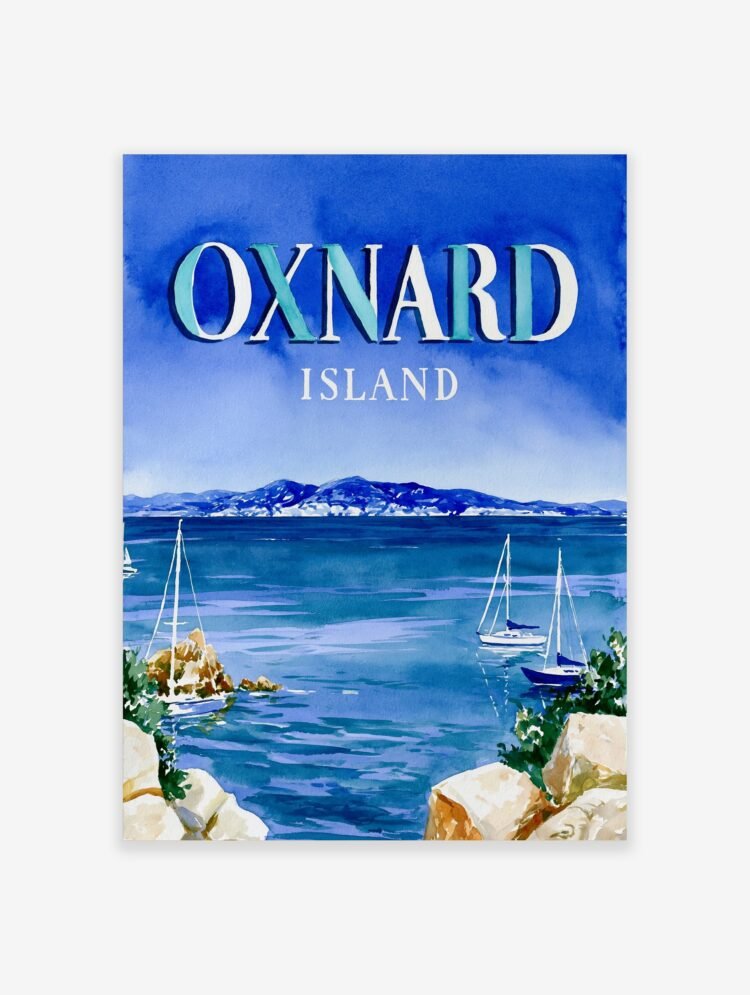 Oxnard Island Travel Poster | Vintage California Wall Art | Coastal Print