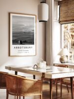 Close-up of Abbotsbury travel poster, highlighting the details of St Catherine's Chapel.