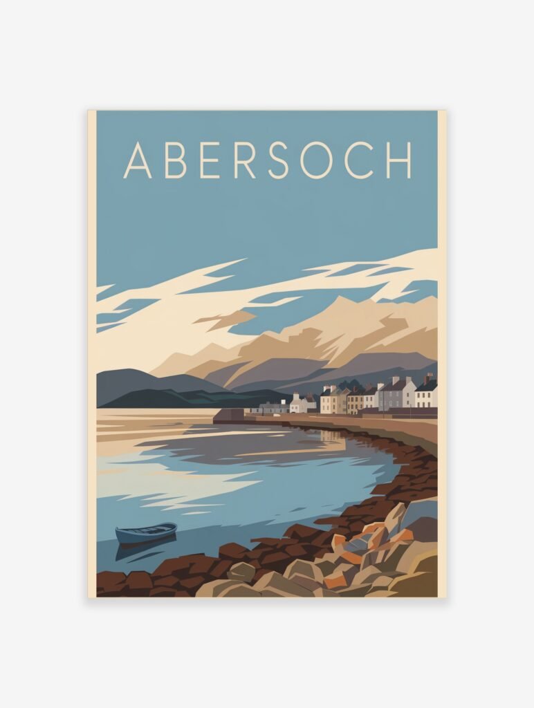 Abersoch Travel Poster | Wales Wall Art | Coastal Village Scene travel poster