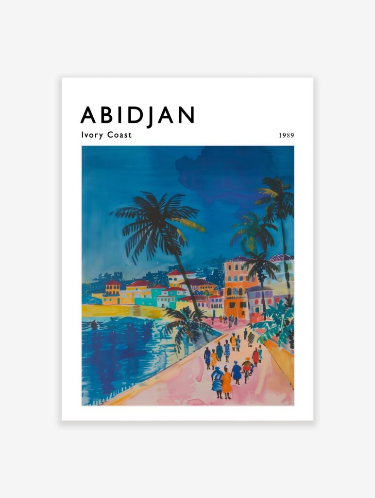 Abidjan Travel Poster | Watercolour Cityscape travel poster