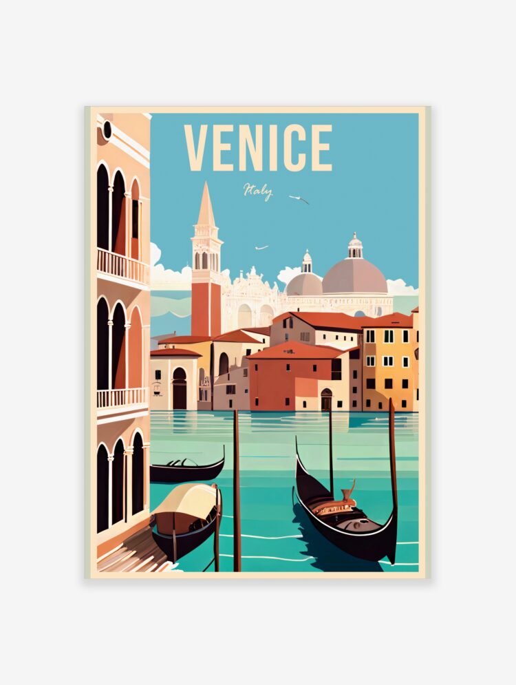 Venice Travel Poster | Grand Canal and Campanile